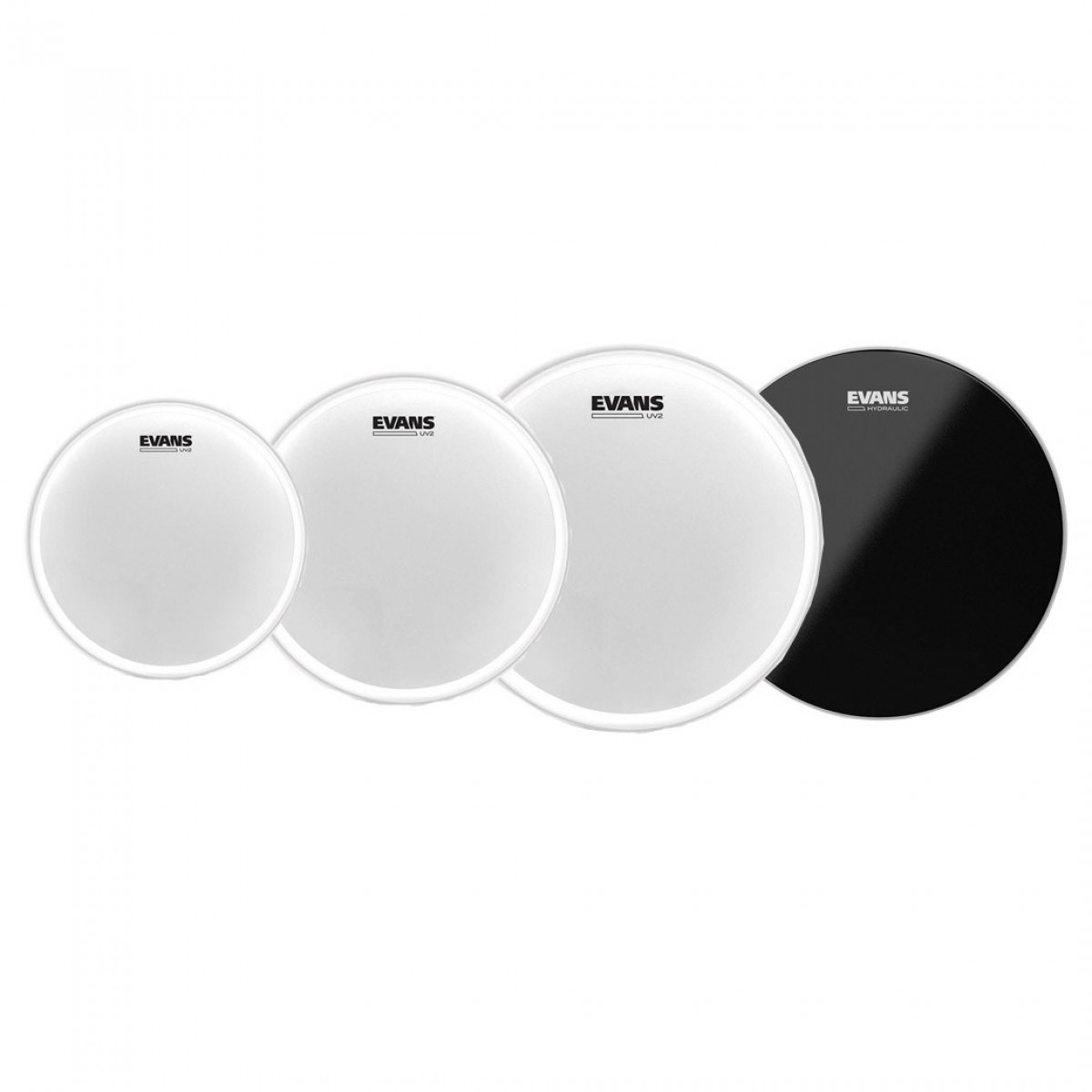 Evans UV2 Coated USA Fusion Tom Pack 10" 12" 16" Heads & Hydraulic Black Snare 14"