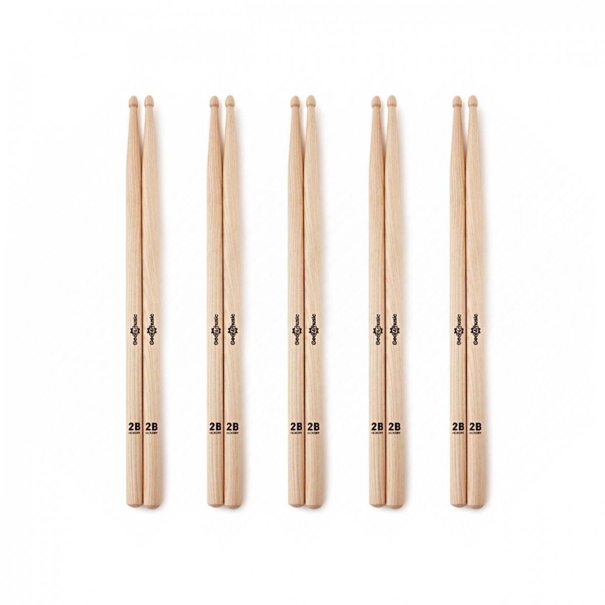 2B Wood Tip Hickory Drumsticks 5 Pack