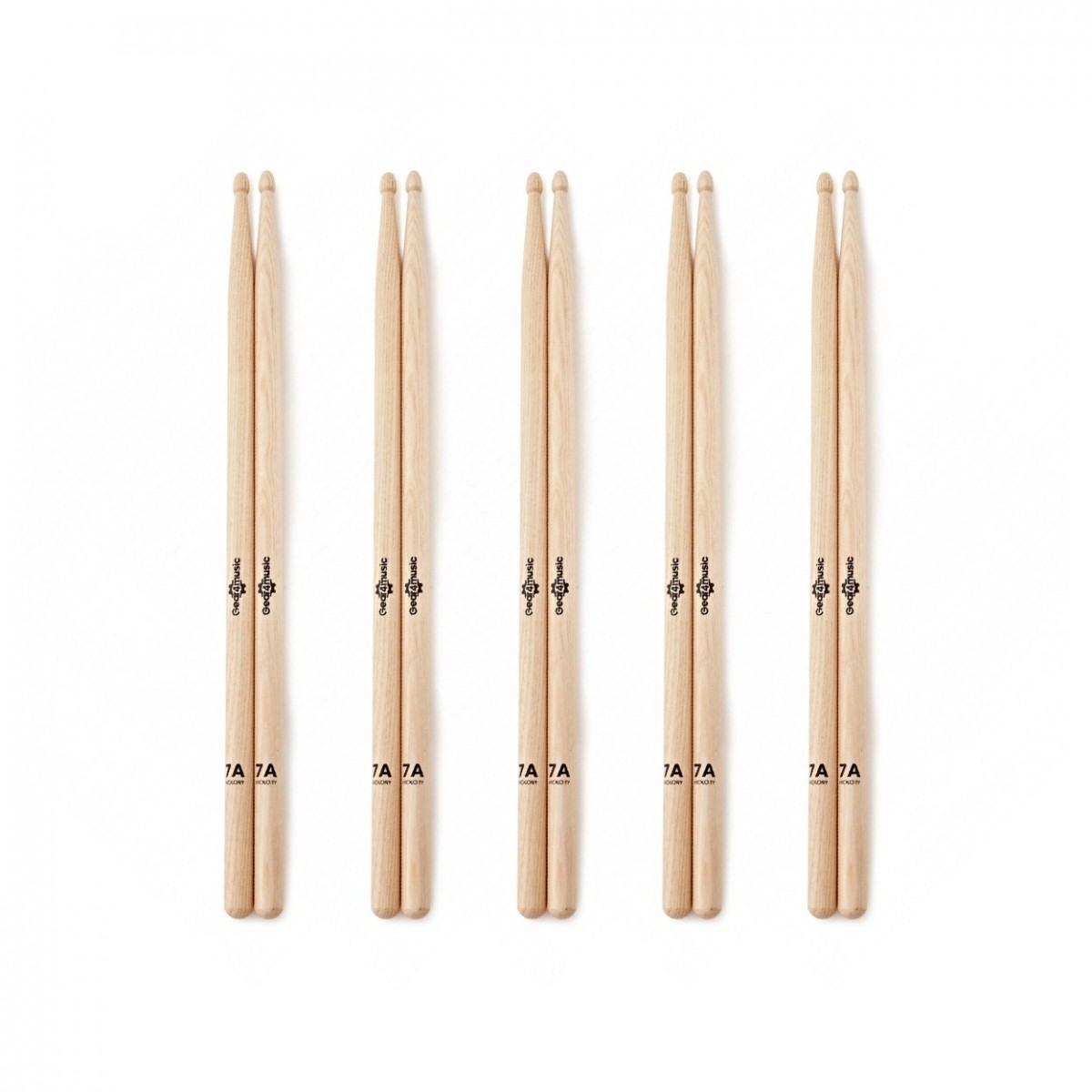 7A Wood Tip Hickory Drumsticks 5 Pack