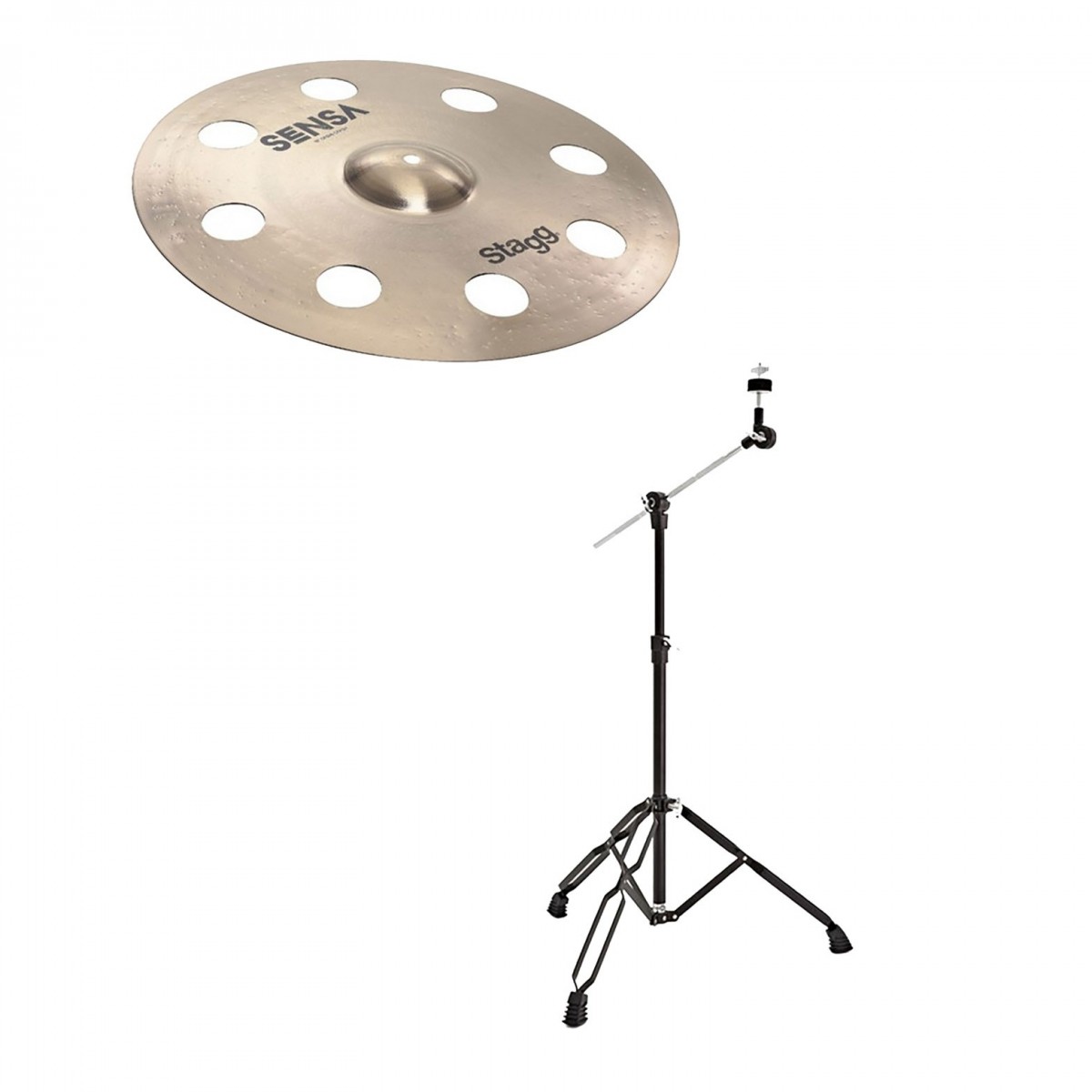 Stagg 18" Sensa Orbis Crash Cymbal & Gear4music Boom Arm Stand Black