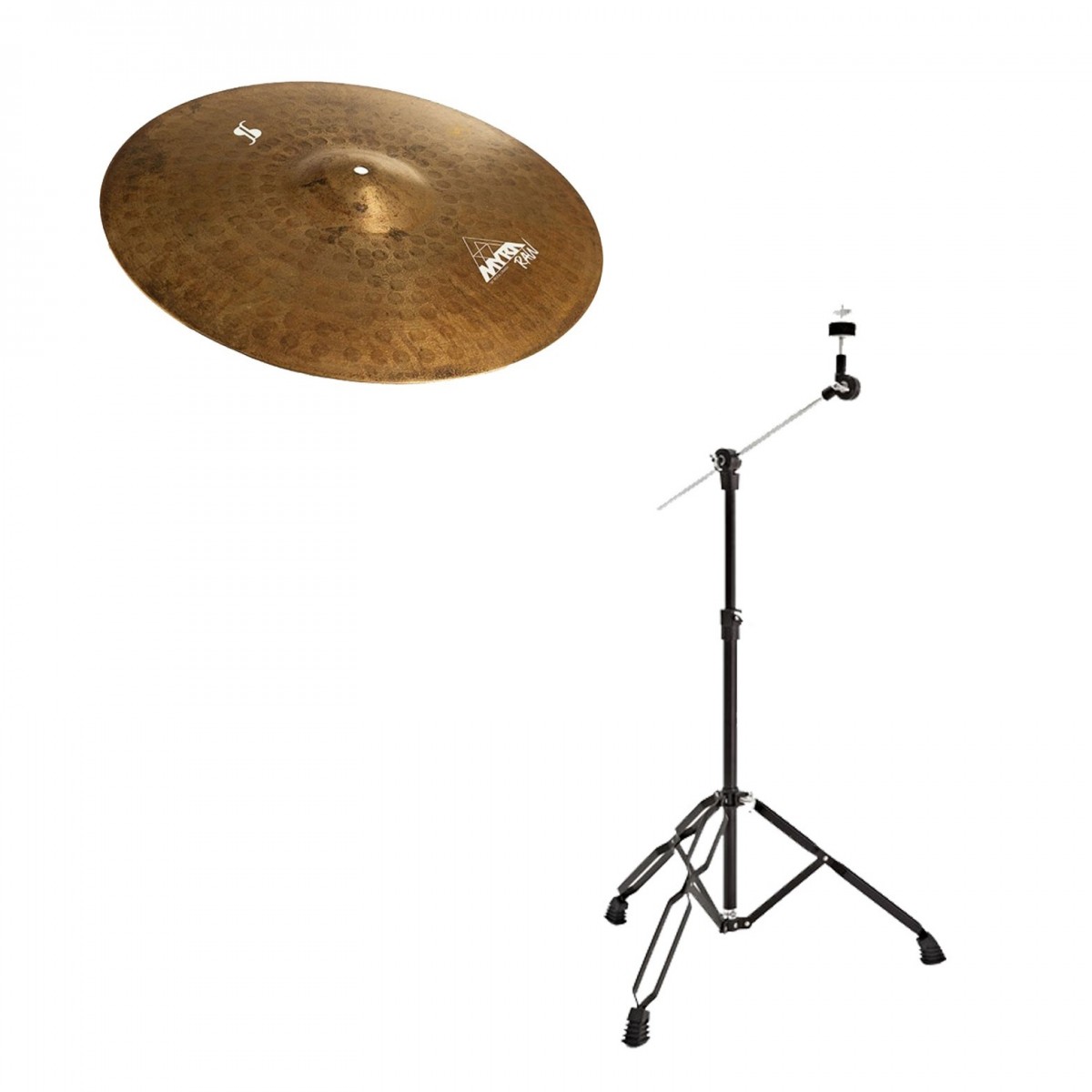 Stagg Myra RAW 18 Rock Crash Cymbal & Gear4music Boom Arm Stand Black