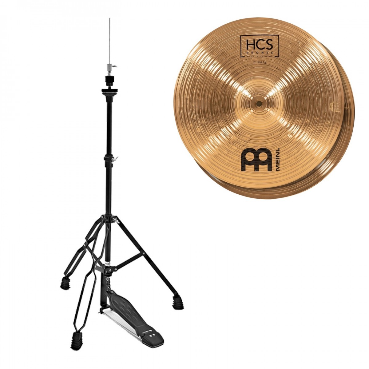 Meinl HCS Bronze 15" Hi-Hats & Gear4music Stand Black