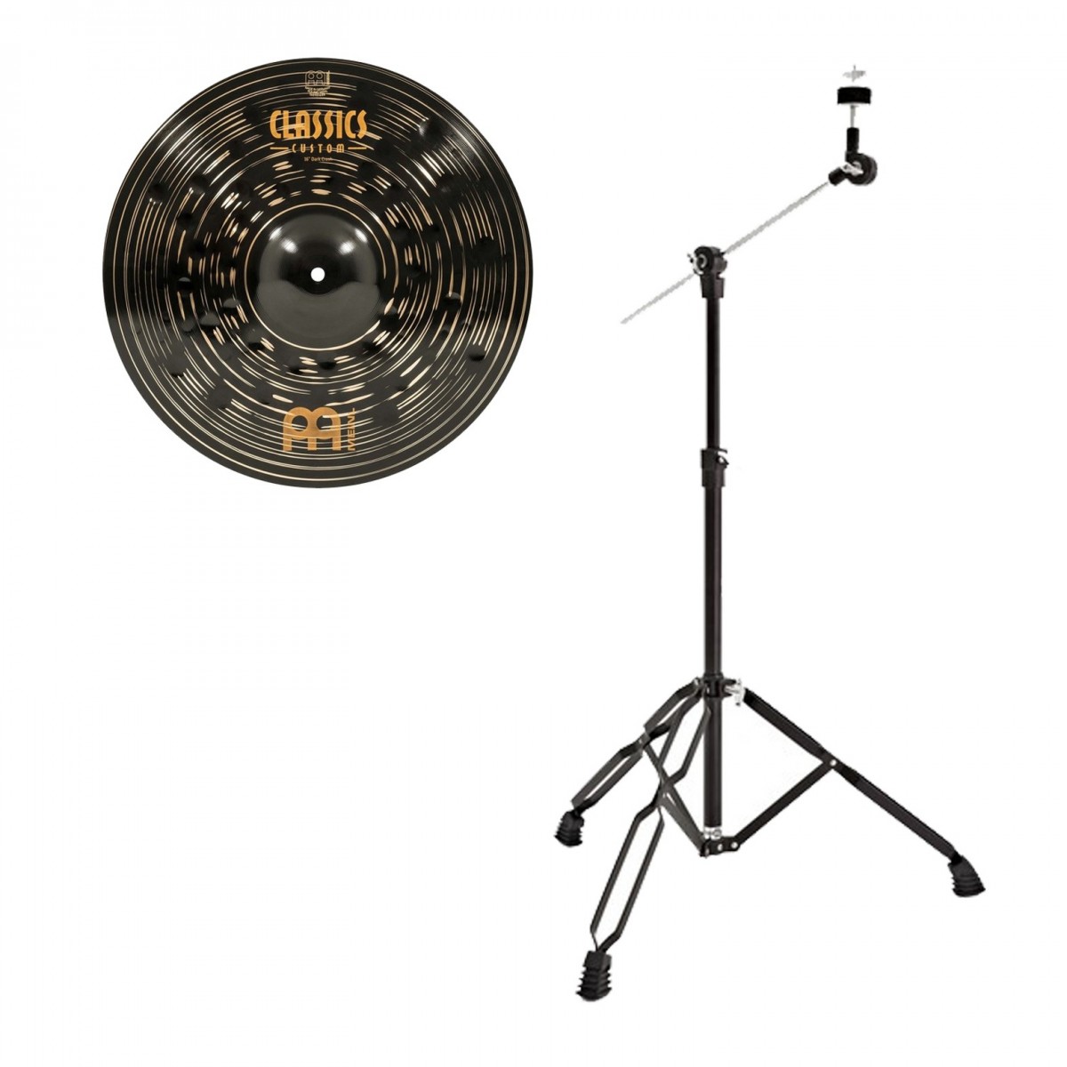 Meinl 16" Classics Custom Dark Crash Cymbal & Gear4music Boom Arm Stand Black