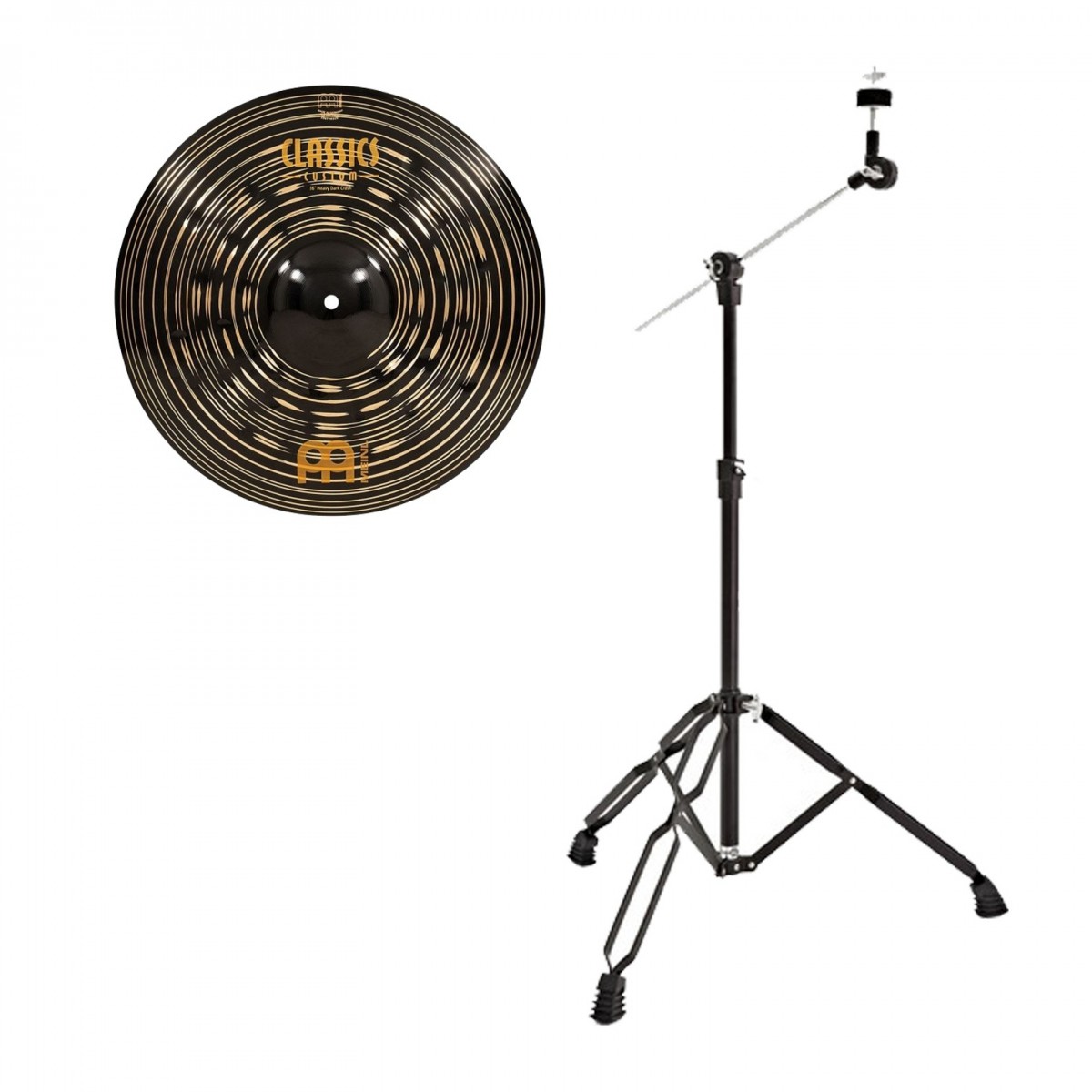 Meinl 16" Classics Custom Dark Heavy Crash & Gear4music Boom Arm Stand Black