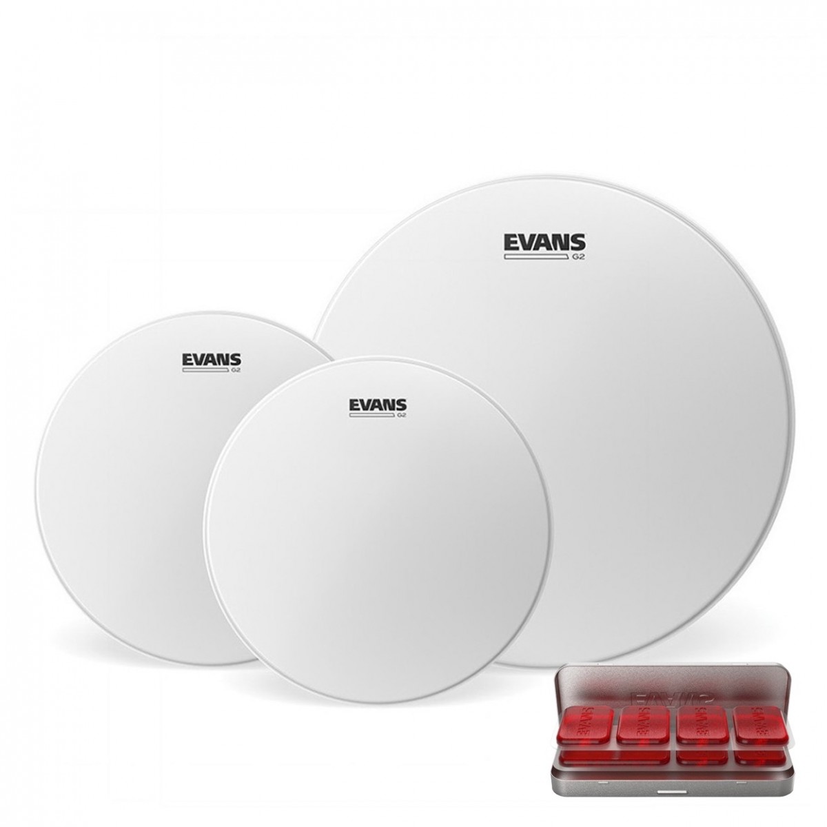 Evans G2 Coated Fusion Tom Pack 10 12 14 Heads & EQ PODS Pack