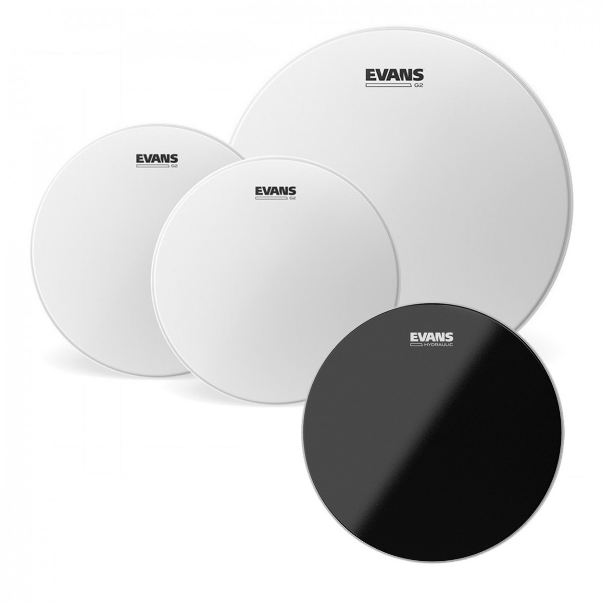 Evans G2 Coated Standard Tom Pack 12 13 16 Heads & 14" Hydraulic Black Snare Head