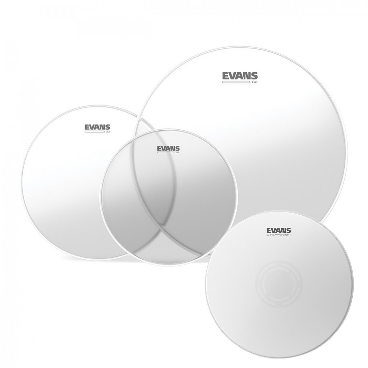 Evans G2 Clear Fusion Tom Pack 10 12 14 Heads & 14" Heavyweight Snare Head
