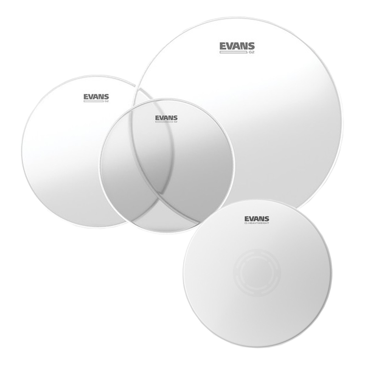 Evans G2 Clear Standard Tom Pack 12 13 16 Heads & 14" Heavyweight Snare Head