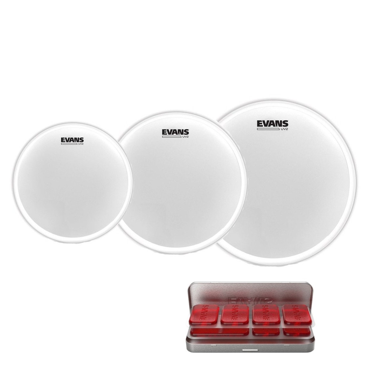 Evans UV2 Coated Standard Tom Pack 12" 13" 16" Heads & EQ PODS Pack
