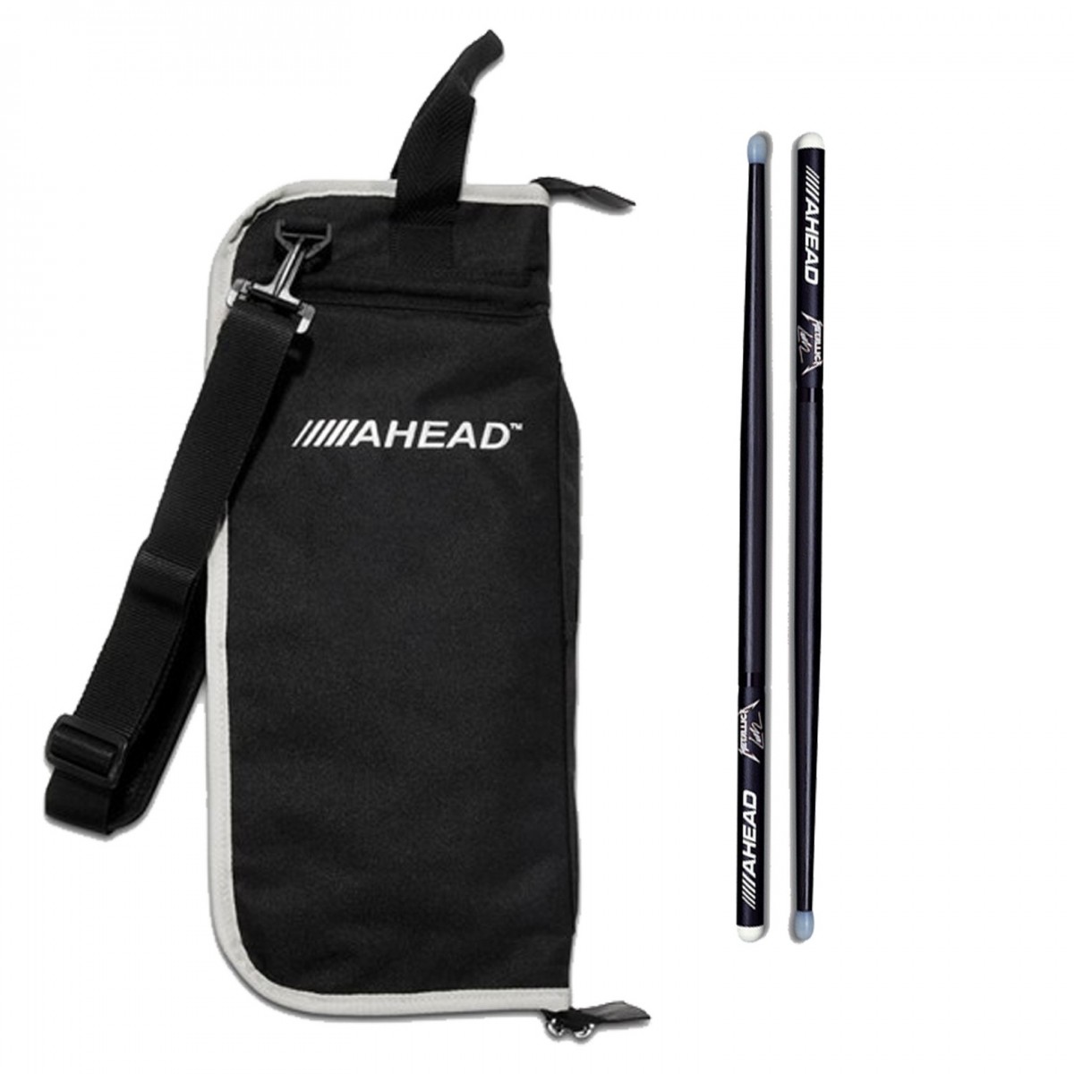 Ahead Drumstick Bag & Lars Ulrich Signature Sticks Black/Grey