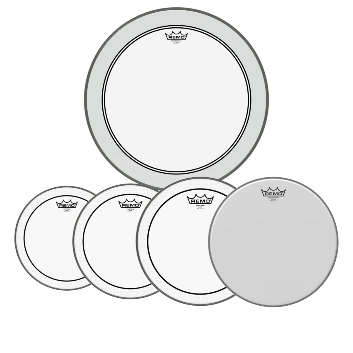 Remo Pinstripe Complete Pack - 10 12 14" Heads w/20 P3 + Free 14 Ambassador
