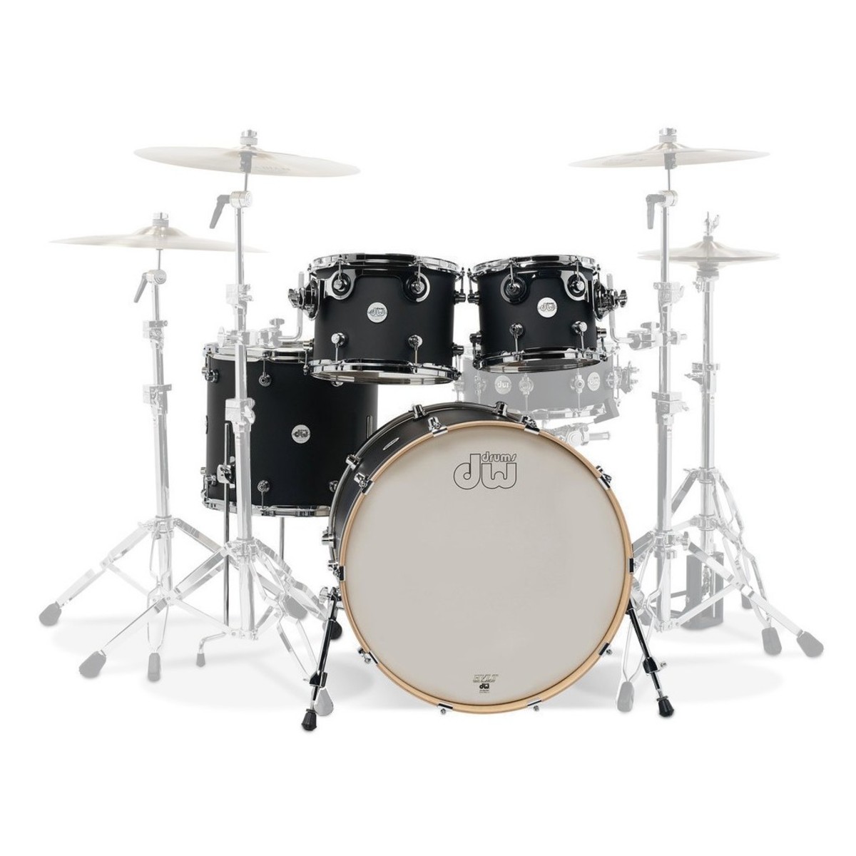 DW Design Series 22 4pc Shell Pack Black Satin Lacquer