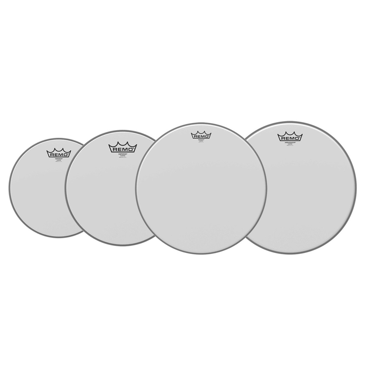 Remo Emperor Coated Tom Pack - 10 12 14" Heads + Free 14 Ambassador