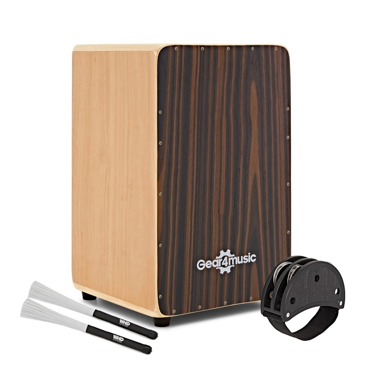Cajon by Gear4music Ebony with Bag and Accessories