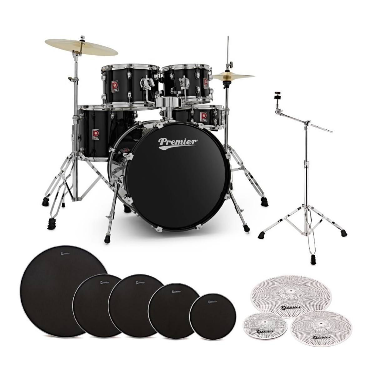 Premier Revolution 20” 5pc Low Volume Drum Kit Bundle Black