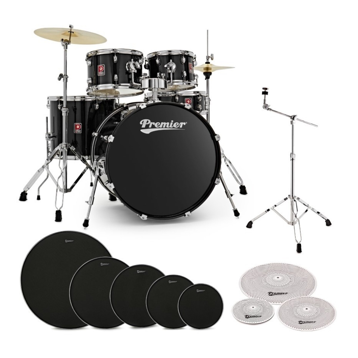 Premier Revolution 22” 5pc Low Volume Drum Kit Bundle Black