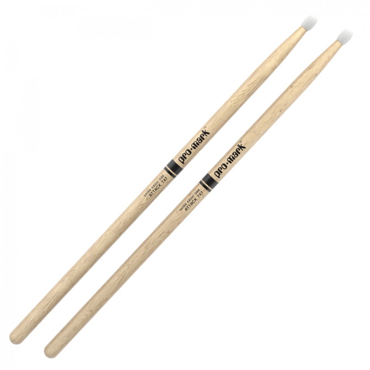 Promark Classic Attack 747 Shira Kashi Oak Drumsticks Nylon Tip