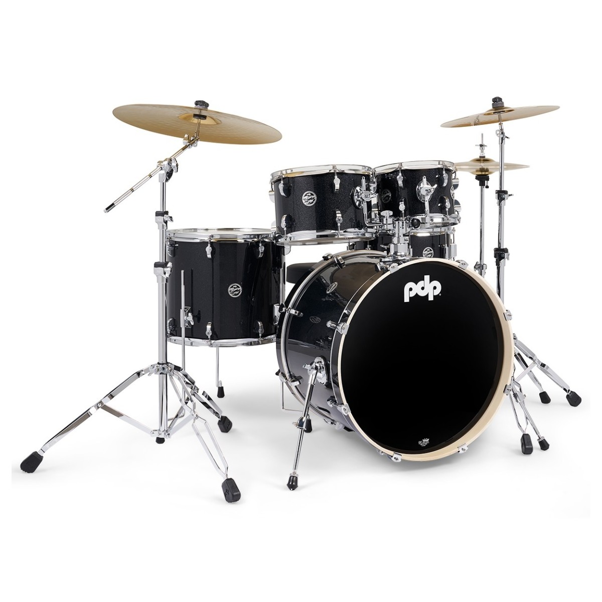 PDP Mainstage 5pc Drum Kit with Hardware Pack and Paiste Cymbals - Black Sparkle
