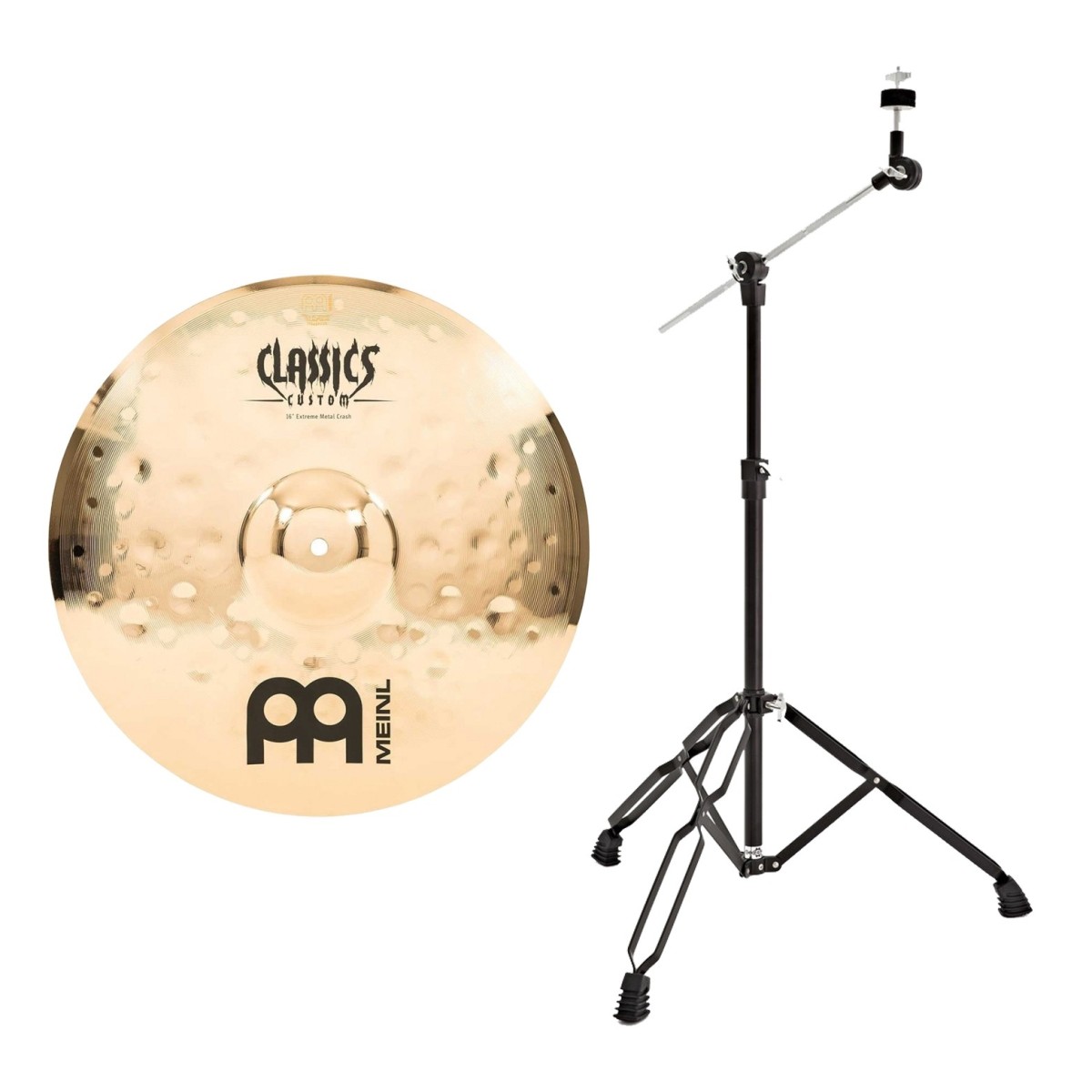 Meinl Classics Custom Extreme Metal 16" Crash & Gear4music Boom Arm Stand Black