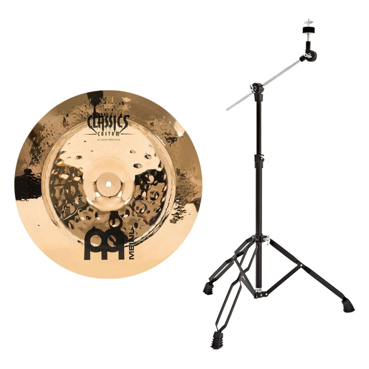 Meinl Classics Custom Extreme Metal 16 China Cymbal & Gear4music Boom Arm Stand Black