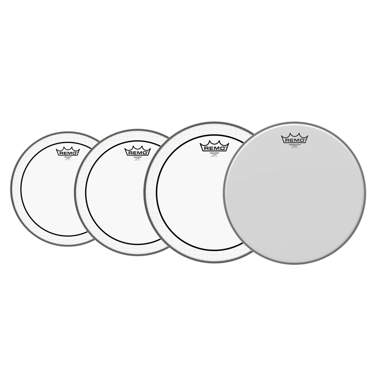 Remo Pinstripe Tom Pack - 10 12 14" Heads + Free 14 Ambassador