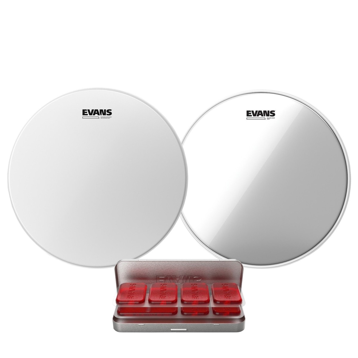 Evans Power Centre Reverse Dot Snare Drum Hazy 300 & EQ PODS Pack 14