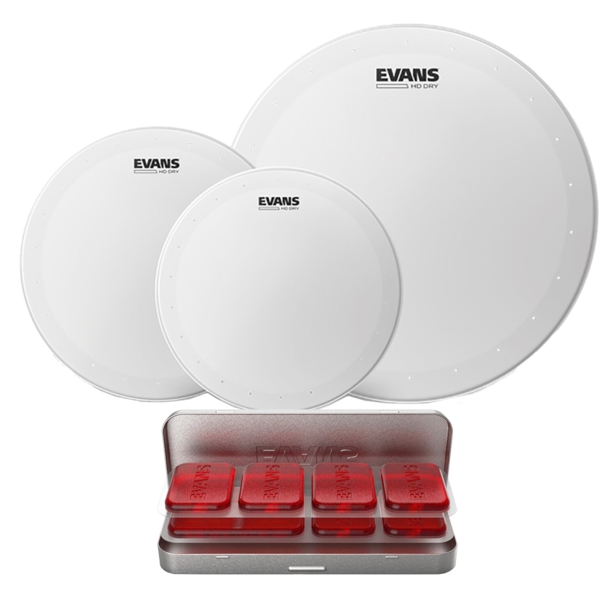 Evans HD Dry Rock Tom Pack 10" 12" 16" Heads & EQ PODS