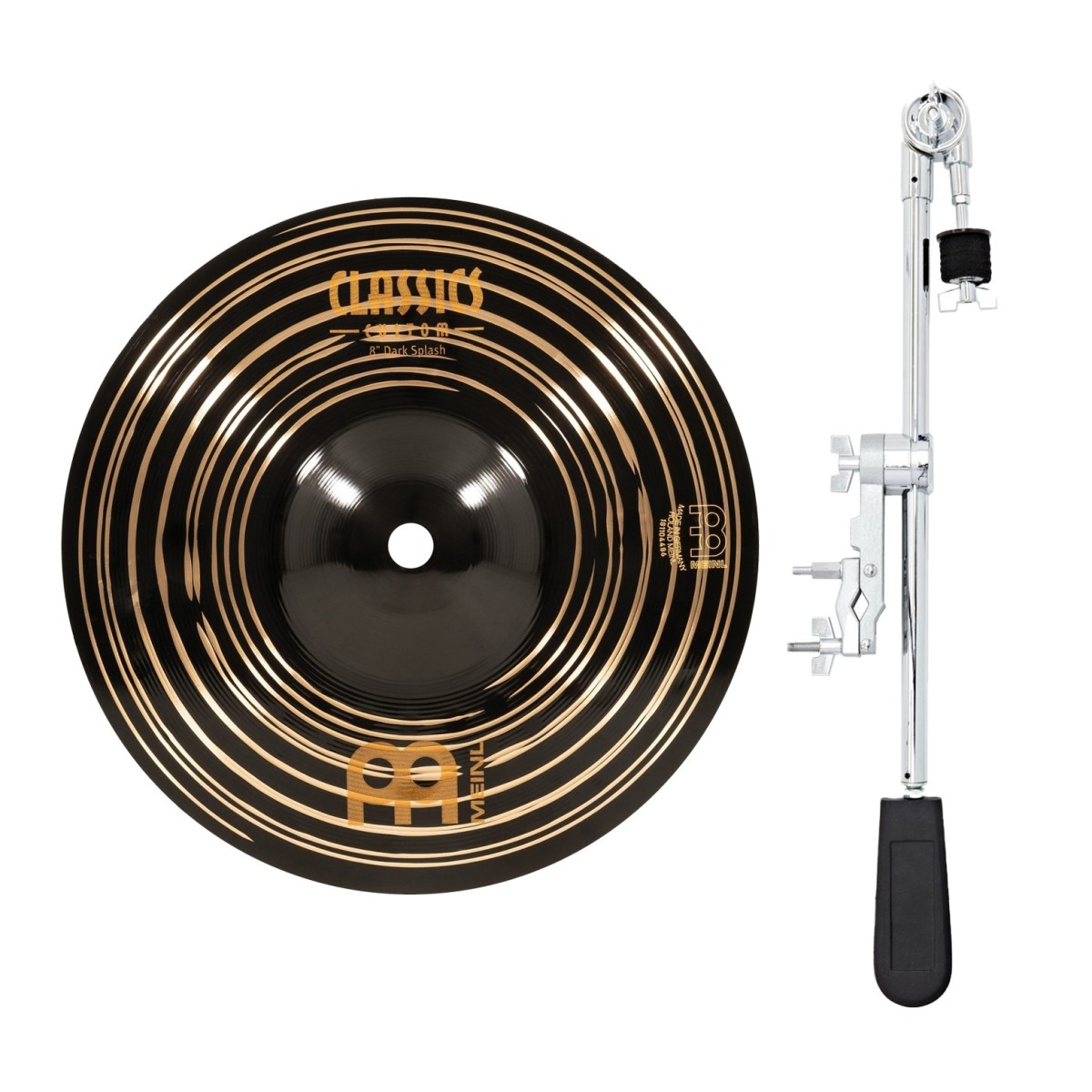 Meinl 8" Classics Custom Dark Splash & Gear4music Deluxe Weighted Cymbal Grabber Arm