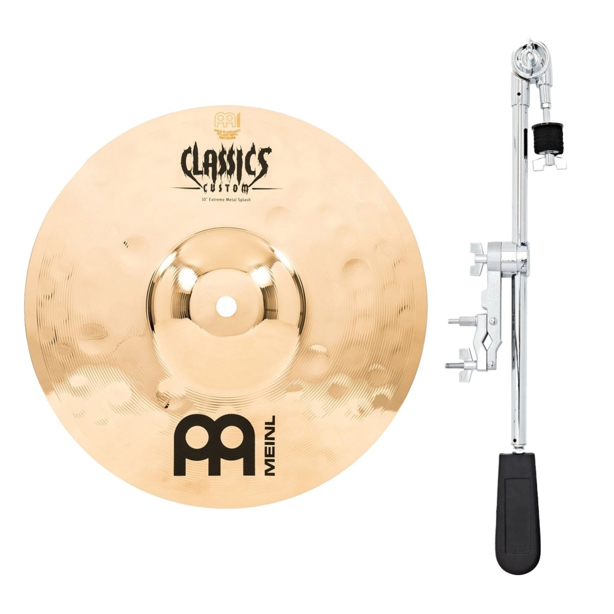 Meinl Classics Custom Extreme Metal 10" Splash & Gear4music Deluxe Weighted Cymbal Grabber Arm