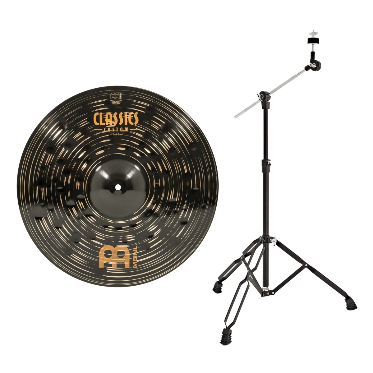 Meinl Classics Custom Dark 18 Crash Cymbal & Gear4music Boom Arm Stand Black