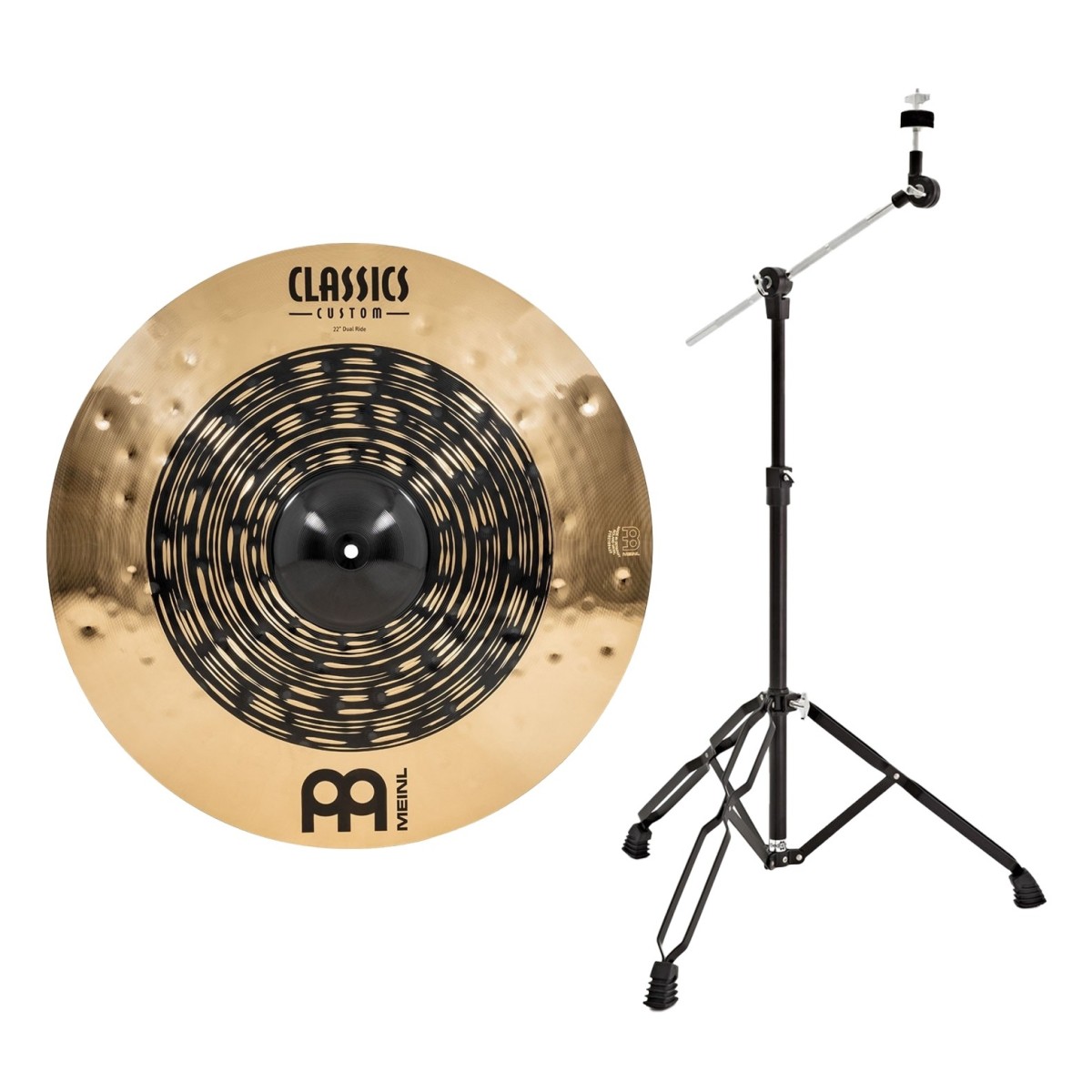 Meinl Classics Custom Dual 22 Ride Cymbal & Gear4music Boom Arm Stand Black