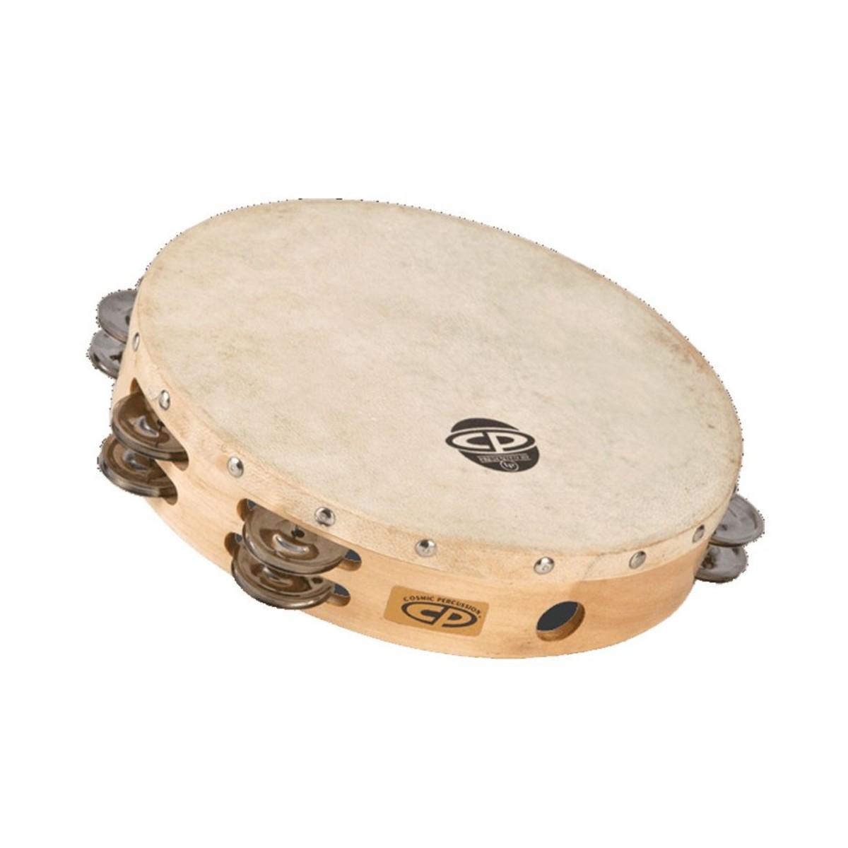 CP Wood 10" Calfskin Tambourine Double Row