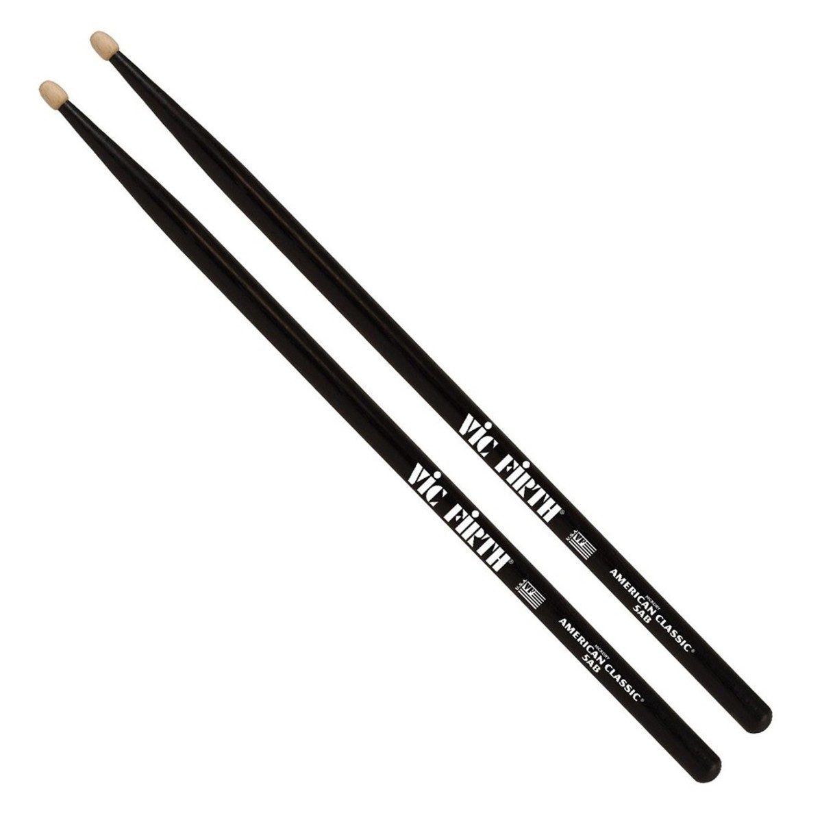 Vic Firth American Classic 5A Hickory Drumsticks Black Wood Tip