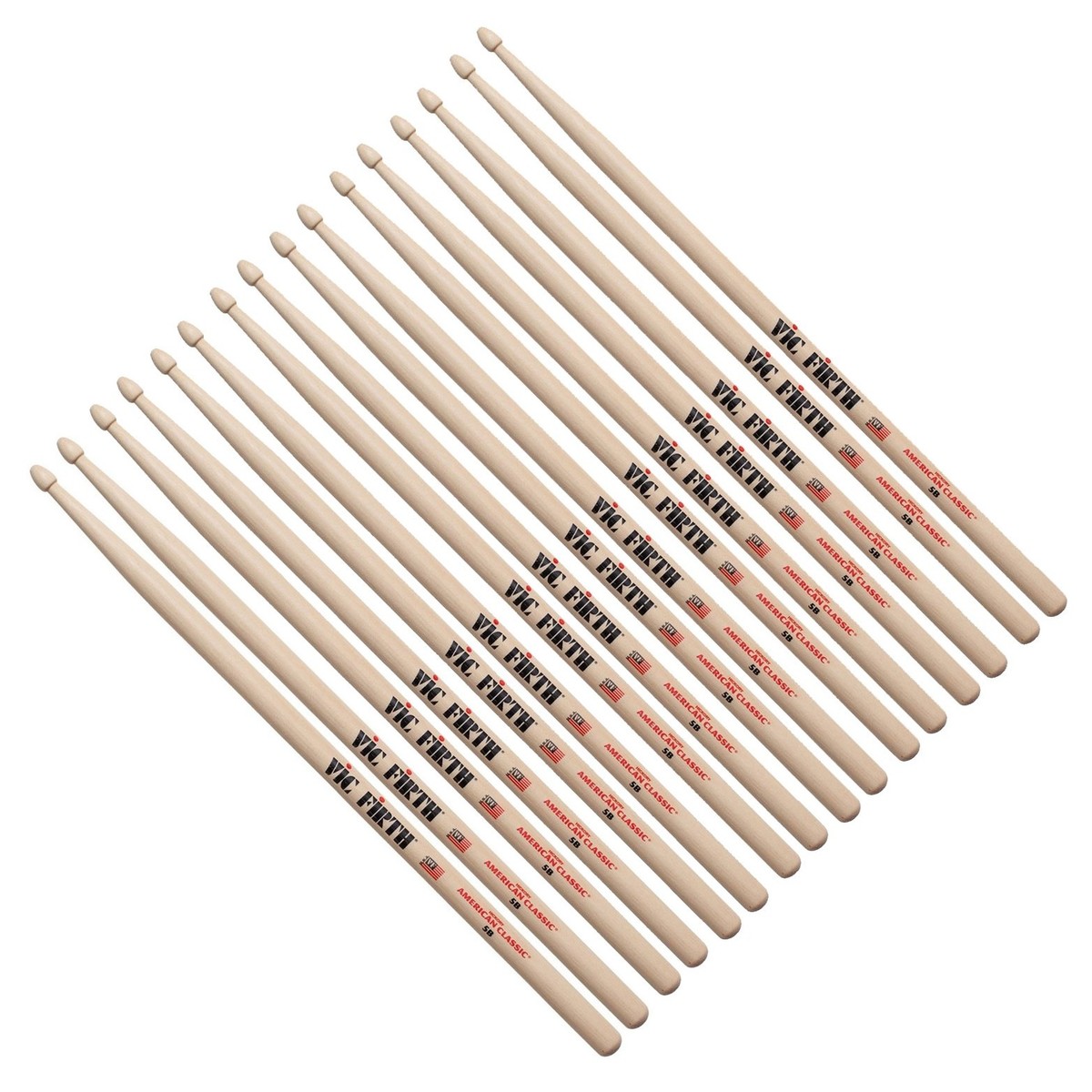 Vic Firth 5B Hickory Drumsticks 8 Pair Value Bundle