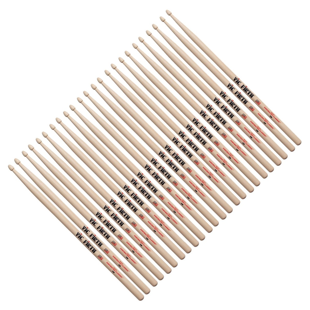 Vic Firth 5B Hickory Drumsticks 12 Pair Value Bundle