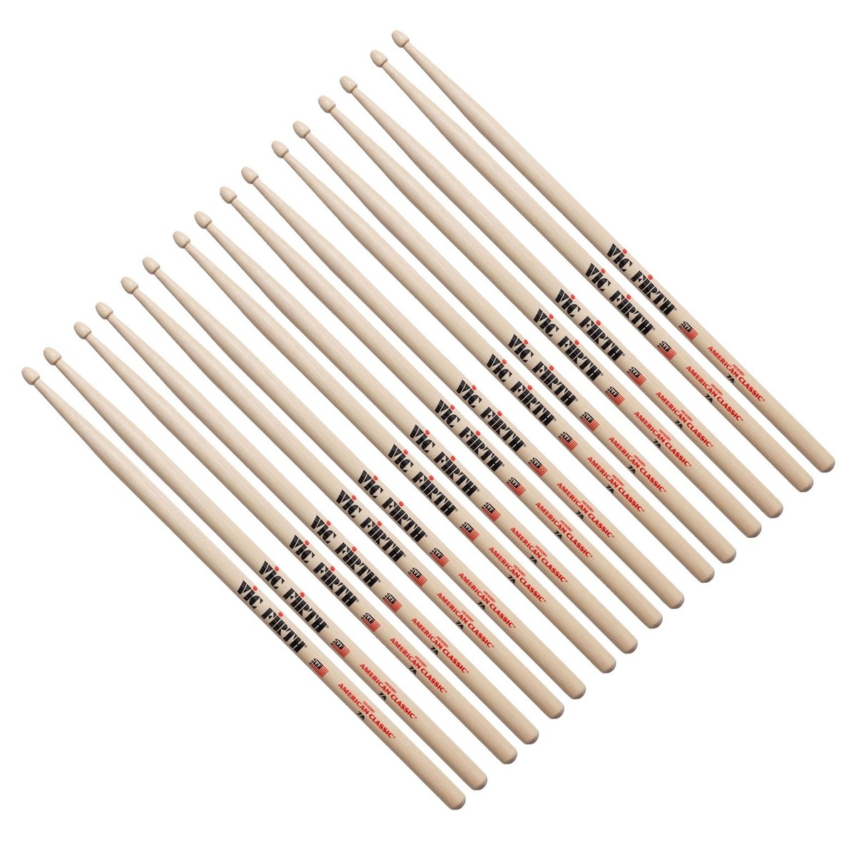 Vic Firth 7A Hickory Drumsticks 8 Pair Value Bundle