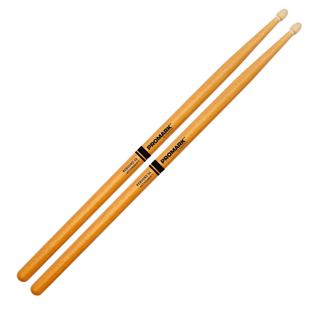 Promark Rebound 5A ActiveGrip Clear Hickory Drumsticks Wood Tip