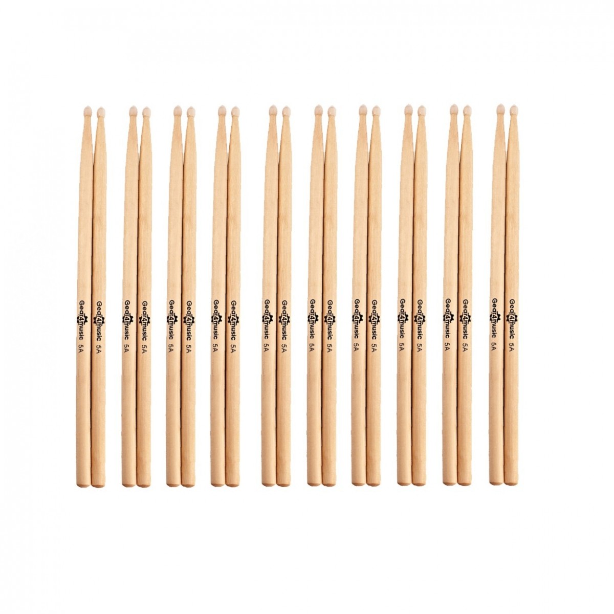 5A Nylon Tip Maple Drumsticks 10 Pack