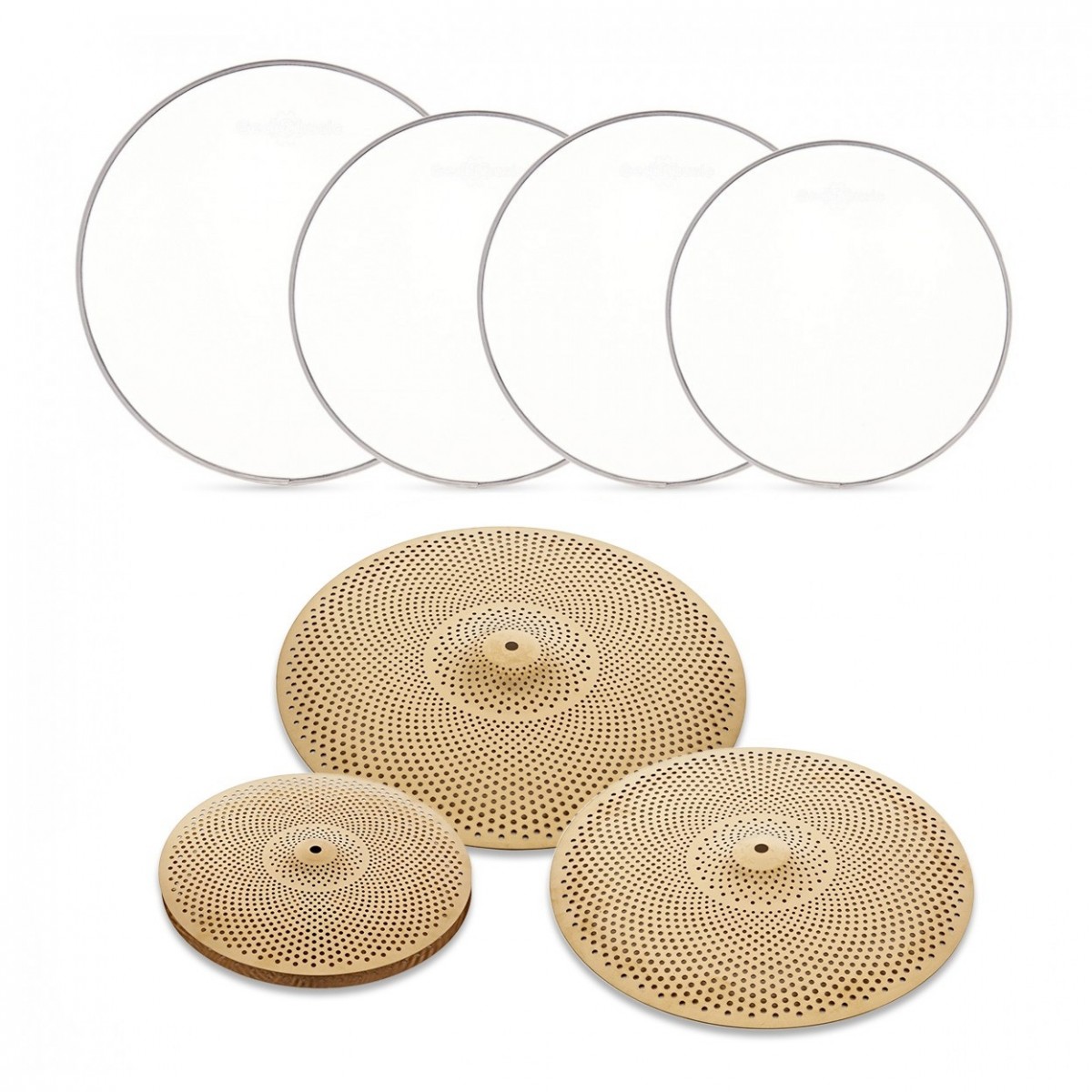 4pc Low Volume Cymbal and Mesh Head Fusion Pack by Gear4music Gold