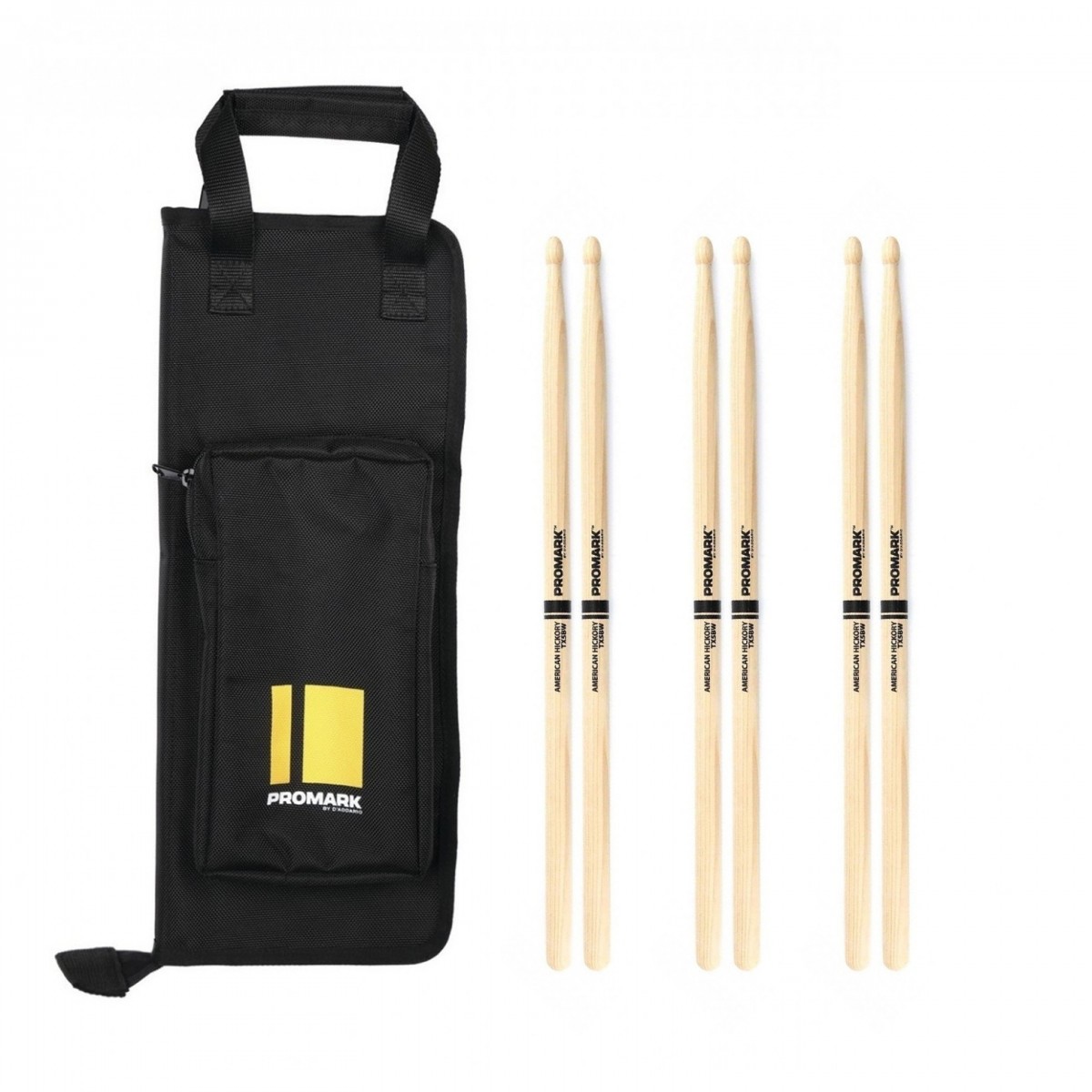 Promark Stick Bag & Classic Forward 5B Hickory Drumsticks Bundle