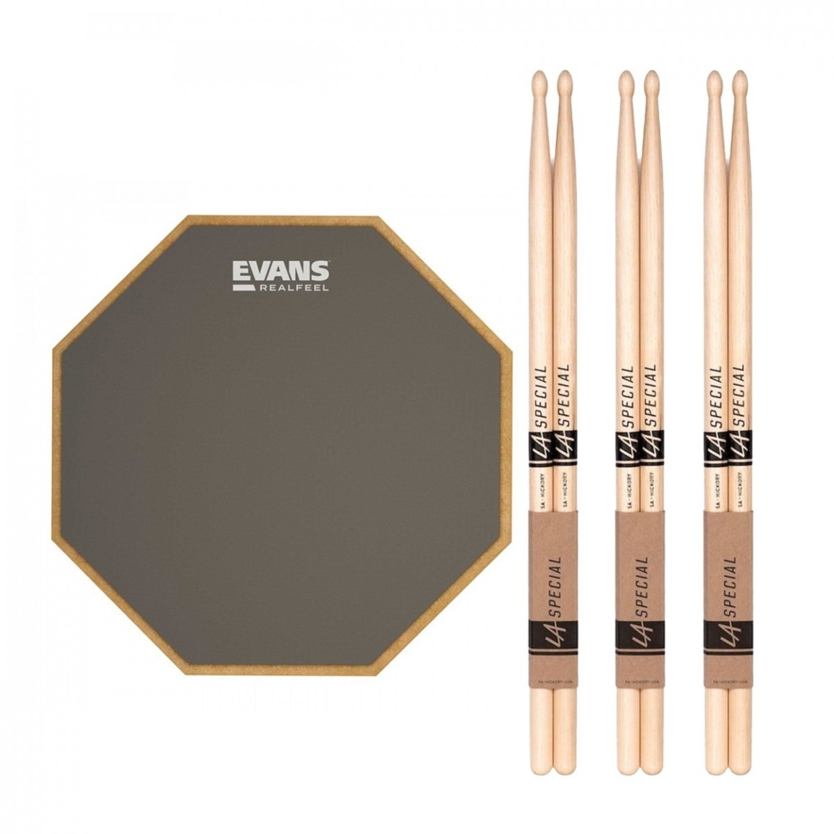 RealFeel Evans Apprentice Pad 7 & LA Special 5A Wood Tip Sticks