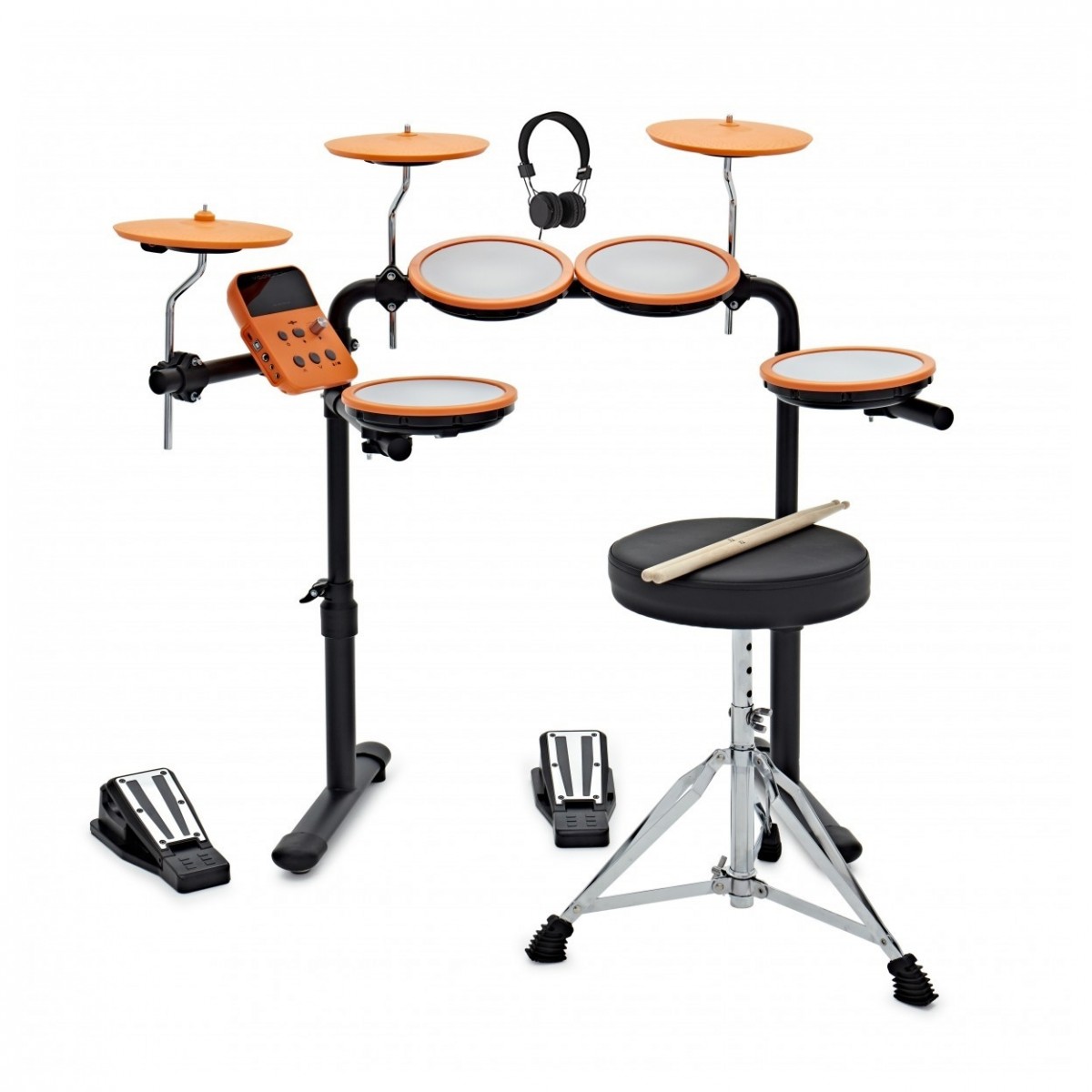 VISIONDRUM Electronic Drum Kit with Stool and Headphones Orange