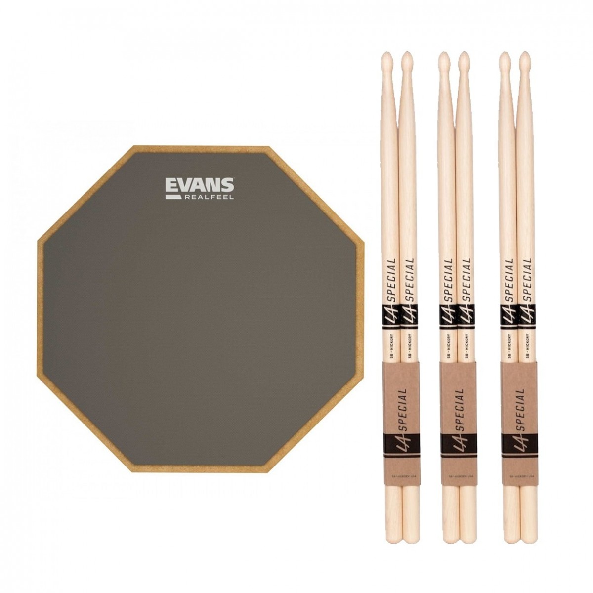 RealFeel Evans Apprentice Pad 7 & LA Special 5B Wood Tip Sticks