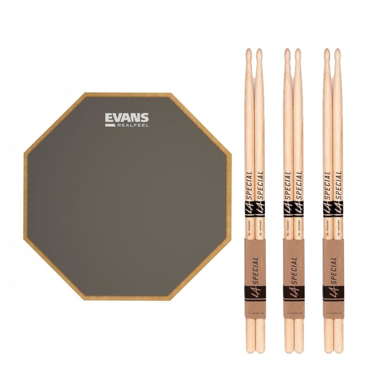 RealFeel Evans Apprentice Pad 7 & LA Special 7A Wood Tip Sticks
