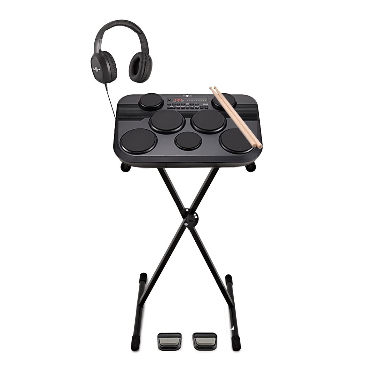 DD80 Portable Electric Drum Pads by Gear4music Stand & Headphones Pack