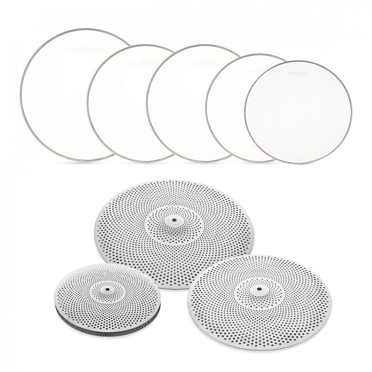 5pc Low Volume Cymbal and Mesh Head Fusion Pack by Gear4music Silver