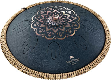 Meinl Sonic Energy Octave Steel Tongue Drum Navy Blue Engraved floral design D Amara