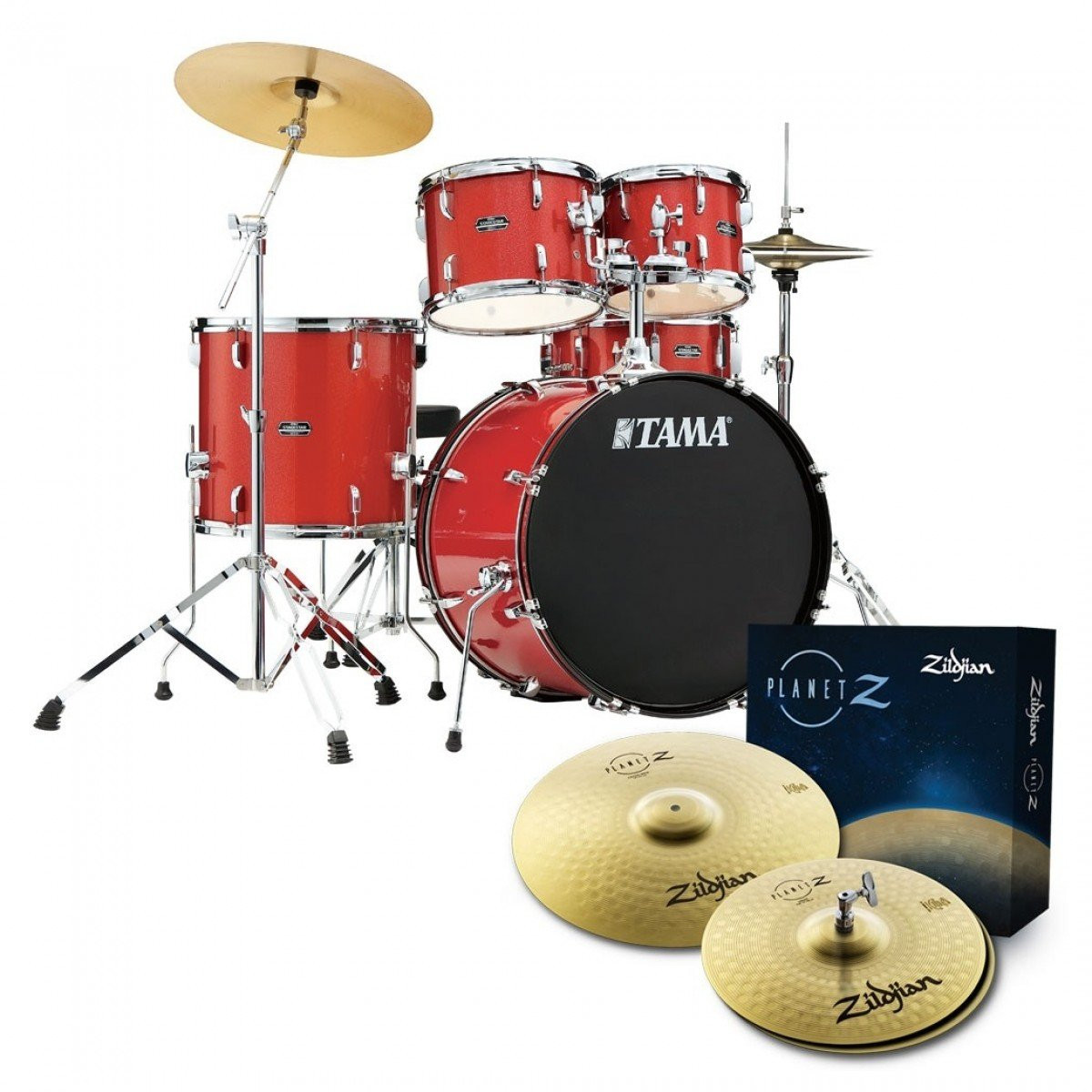 Tama Stagestar 20" Acoustic Drum Kit in Candy Red Sparkle - Image 5