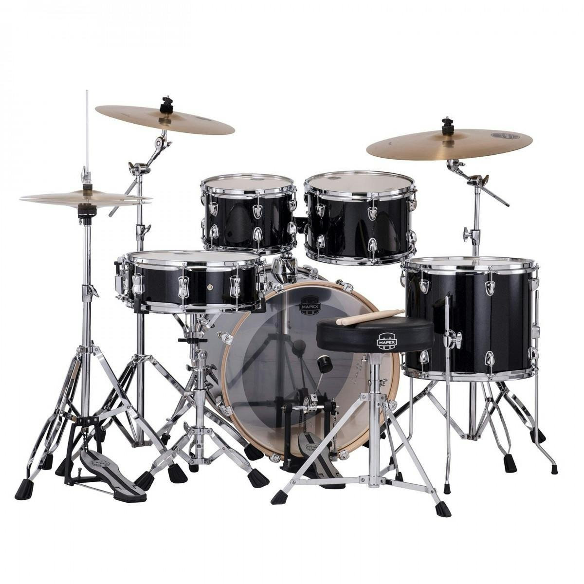 Mapex Venus 20" Acoustic Drum Kit in Black Galaxy Sparkle - Image 5