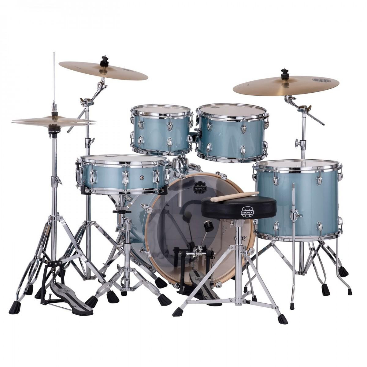 Mapex Venus 20" Acoustic Drum Kit in Aqua Blue Sparkle - Image 5